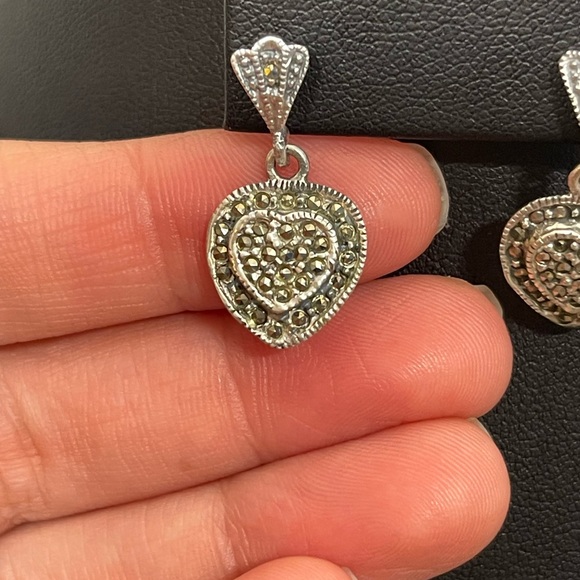 Vintage, Marsala, earrings marcasite 925. - Picture 8 of 8